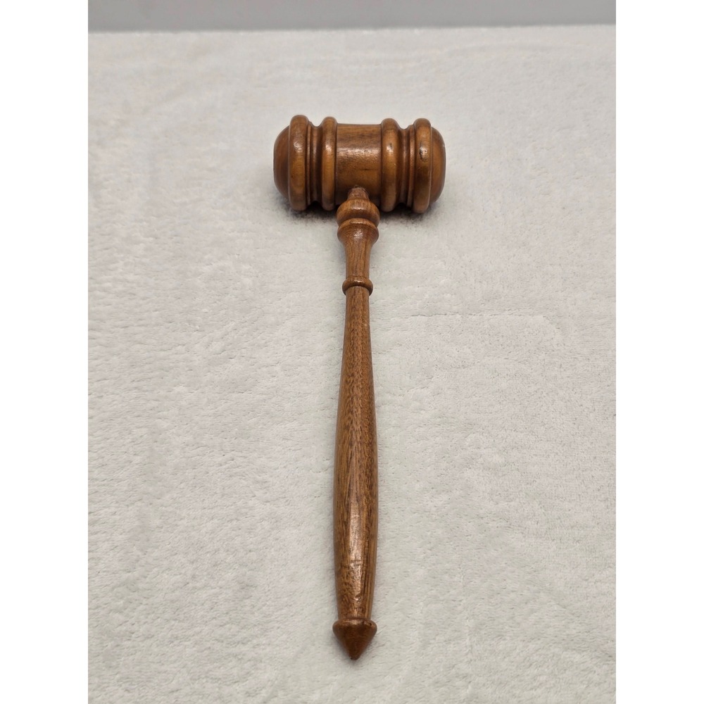 Handcrafted Wooden Judge Gavel Auctioneer Mallet Legal Decor Brown 10.5 Inch